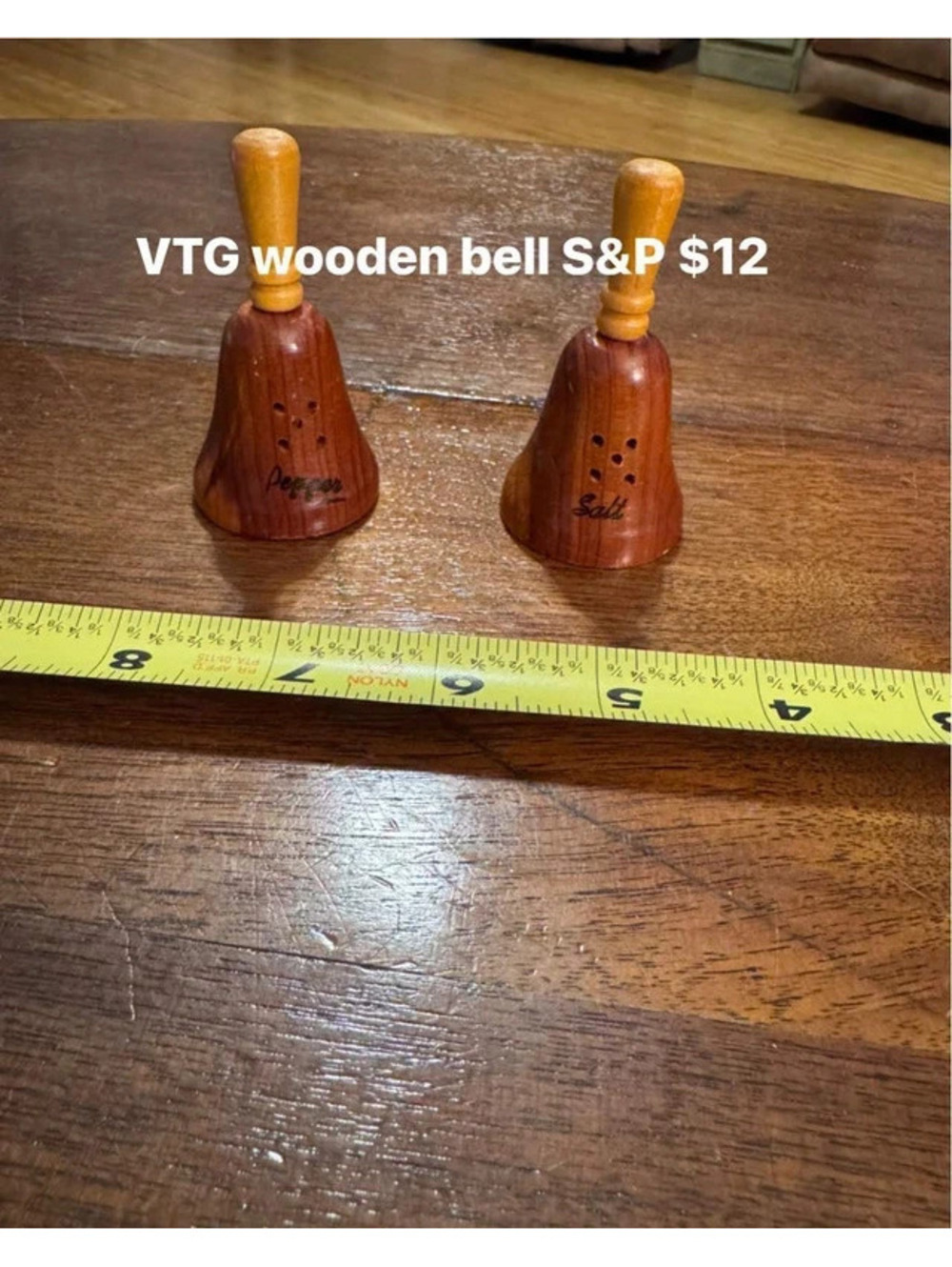 Wooden Bell Salt & Pepper shakers